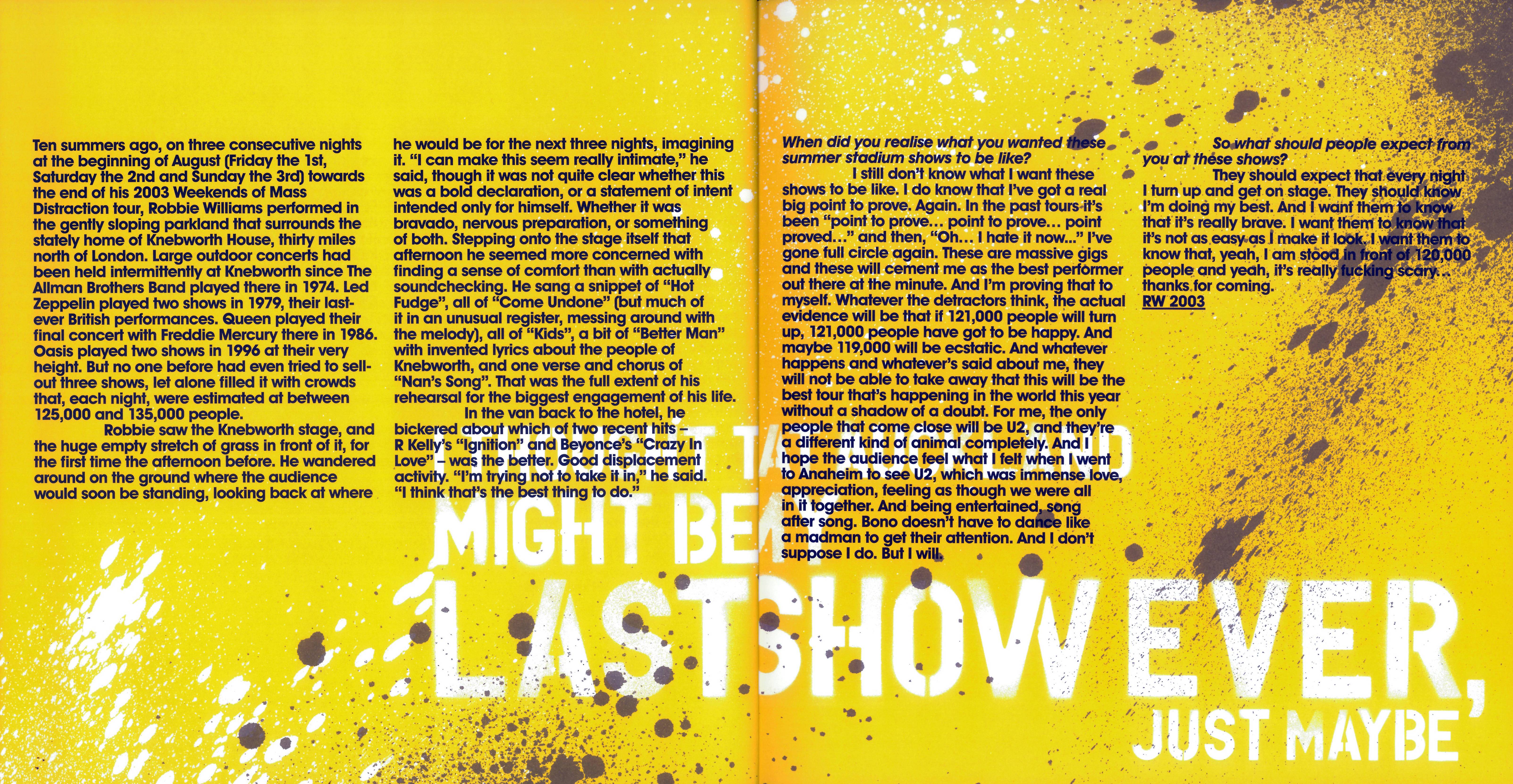 Robbie Williams  Live At Knebworth : Booklet 3